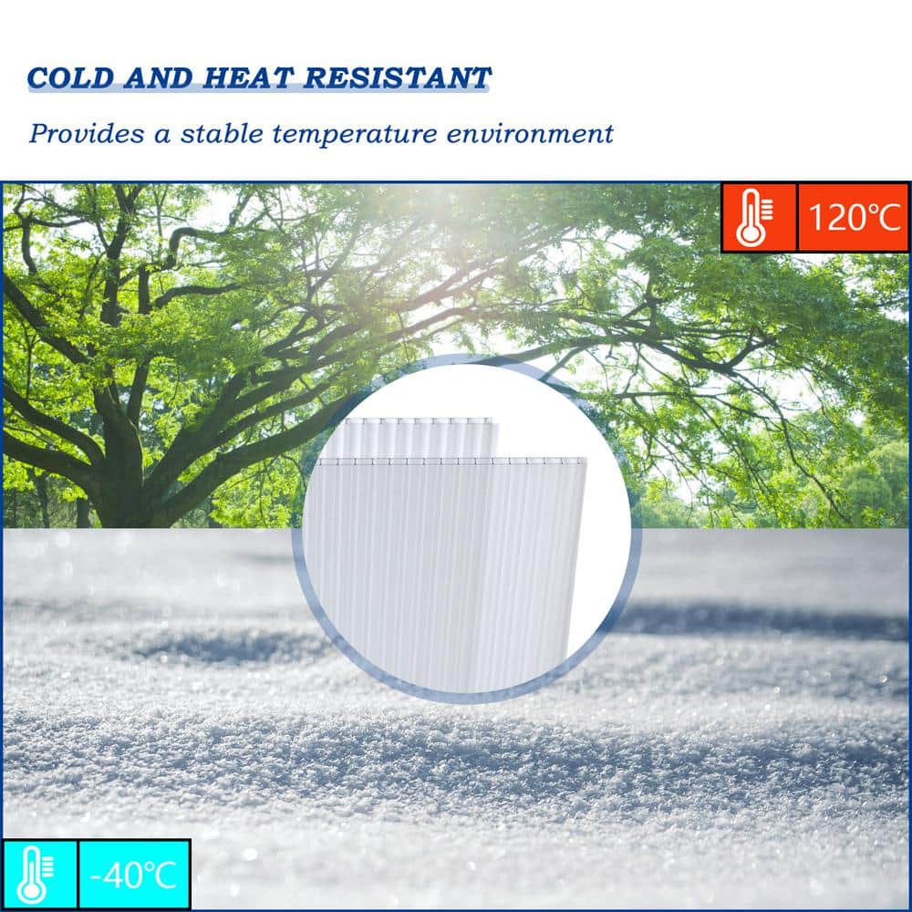 24 in. x 72 in. x 0.157 in. (4 mm) Clear Twin Wall Polycarbonate Sheet Greenhouse Panels 6-Piece - Hercitys