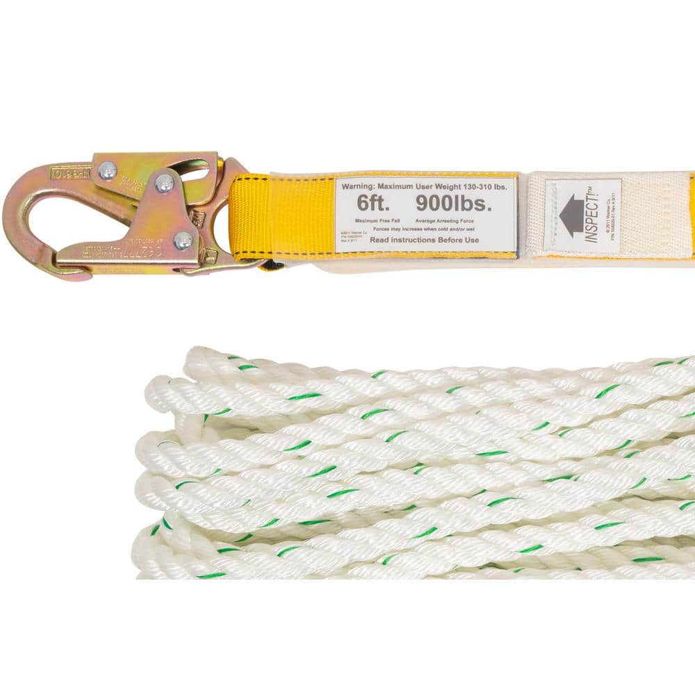 50 ft. Fall Protection Rope Lifeline with Lanyard - Hercitys