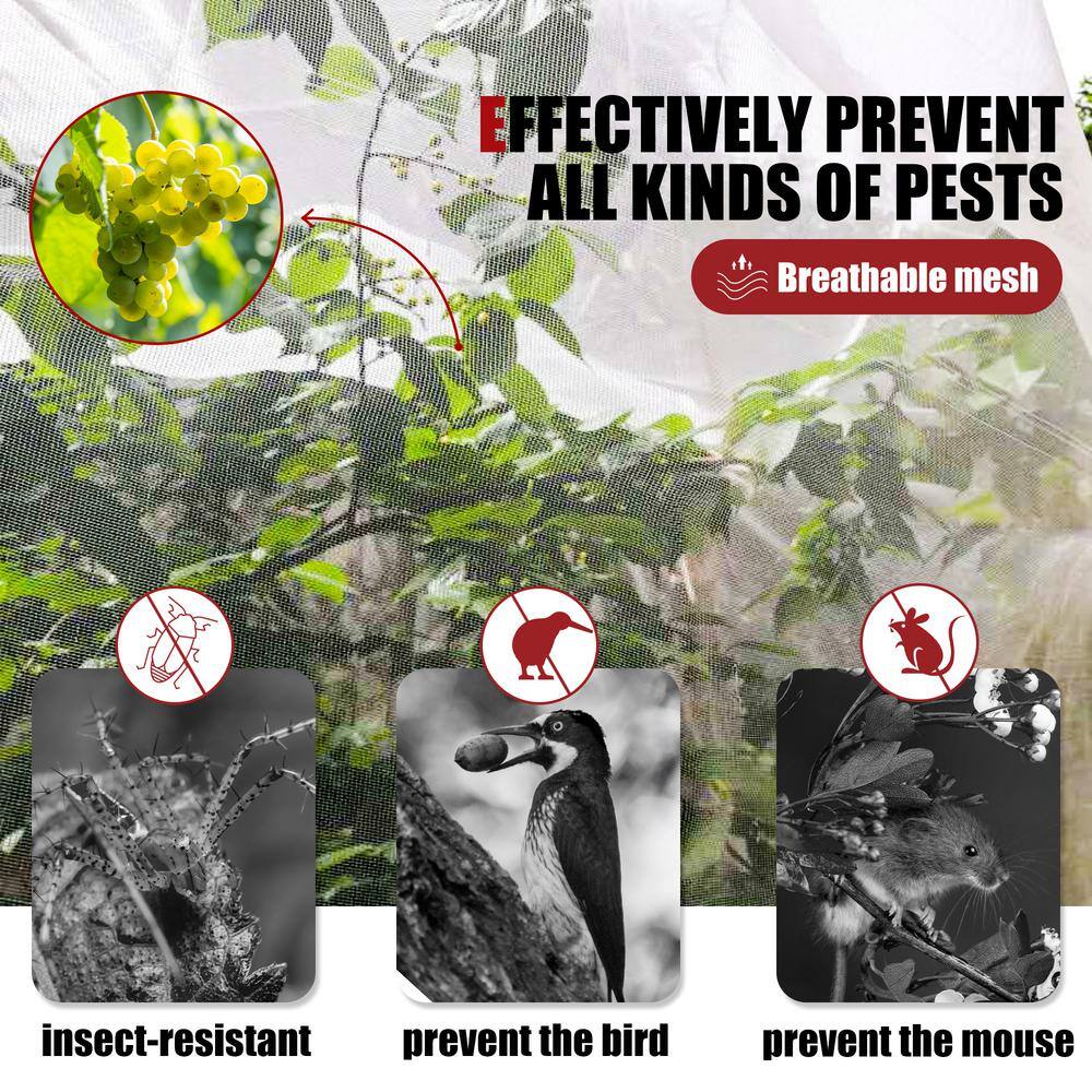 10 ft. x 100 ft. Bug Net Insect Bird Netting, Garden Netting Protect Plants Fruits Flowers - Hercitys