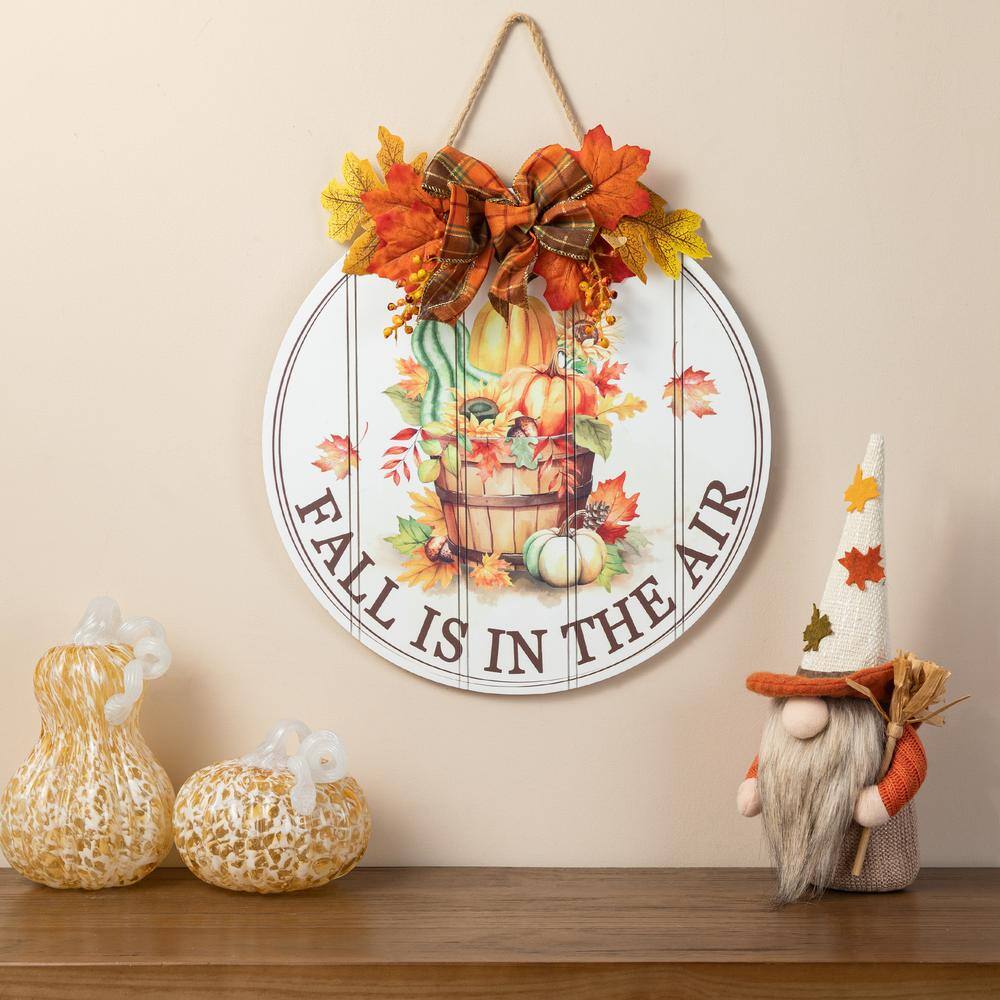 15 in. D Fall Wooden Round Word Sign Door Hanger - Hercitys