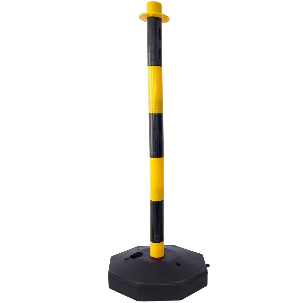4-Pack Yellow 11.25 in. x 11.25 in. x 2.7 ft. Composite Fence Picket Post Cones with Fillable Base and 5 ft. Chain - Hercitys