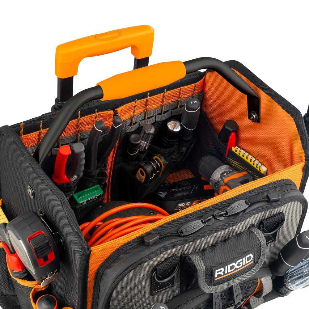 17 in. 62 Pocket Professional Grade Open Top Rolling Tool Bag - Hercitys