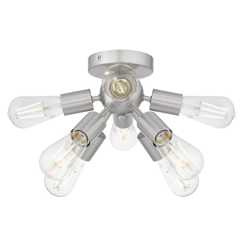 17 in. 8-Light Brushed Nickel Flush Mount Ceiling Light for Closet Bedroom Hallway - Hercitys