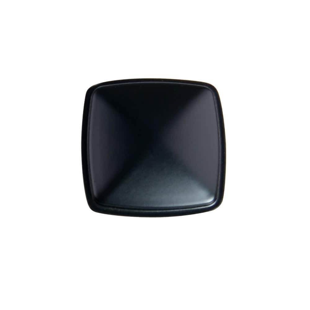 1-1/4 in. Flat Black Traditional Square Cabinet Knob (25-Pack) - Hercitys