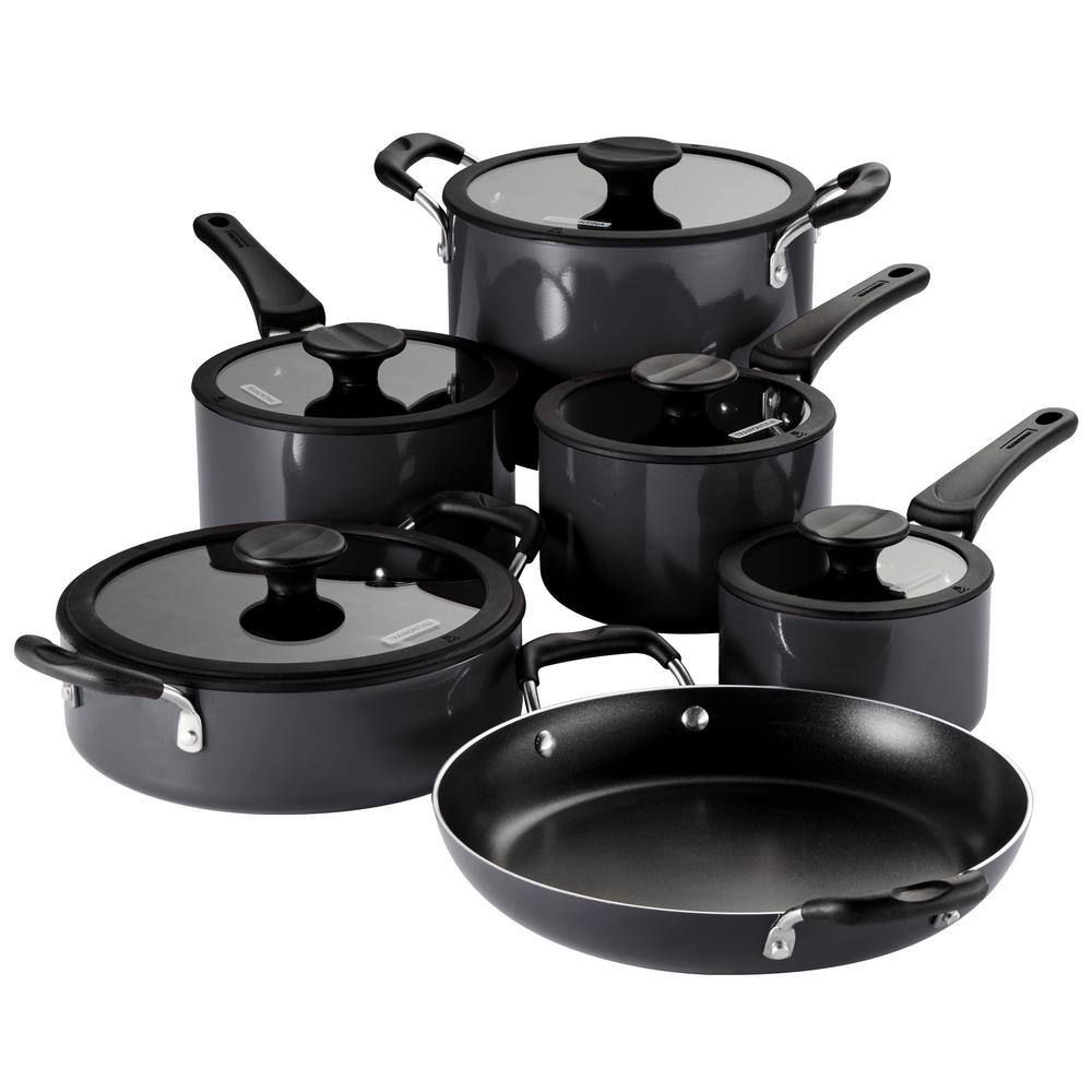 11-Piece Nesting Aluminum Nonstick Cookware Set in Gray - Hercitys