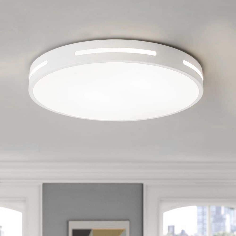 15.74 in. Round LED Flush Mount Ceiling Light 36-Watt Close to Ceiling Light with PS Shade, White - Hercitys