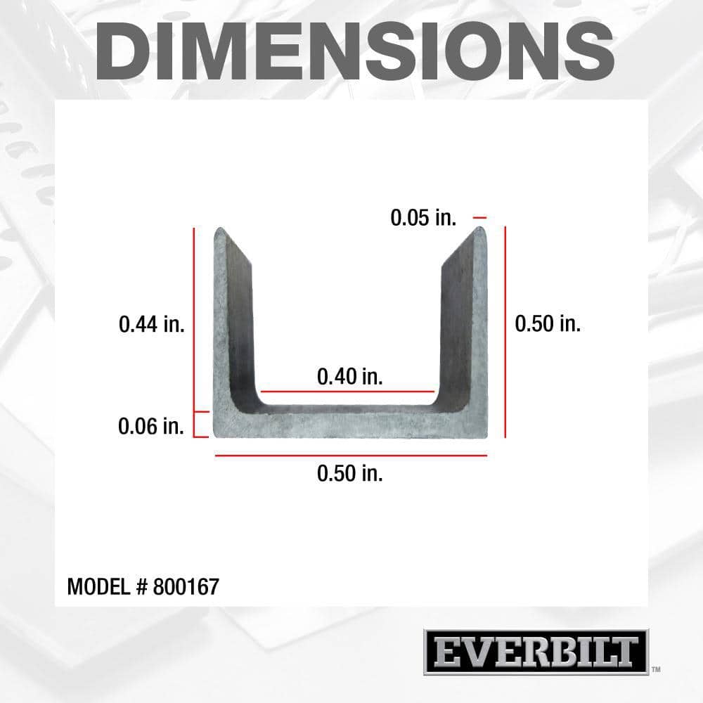 3/8 in. Wide (Inside) x 4 ft. Aluminum Trim Channel - Hercitys