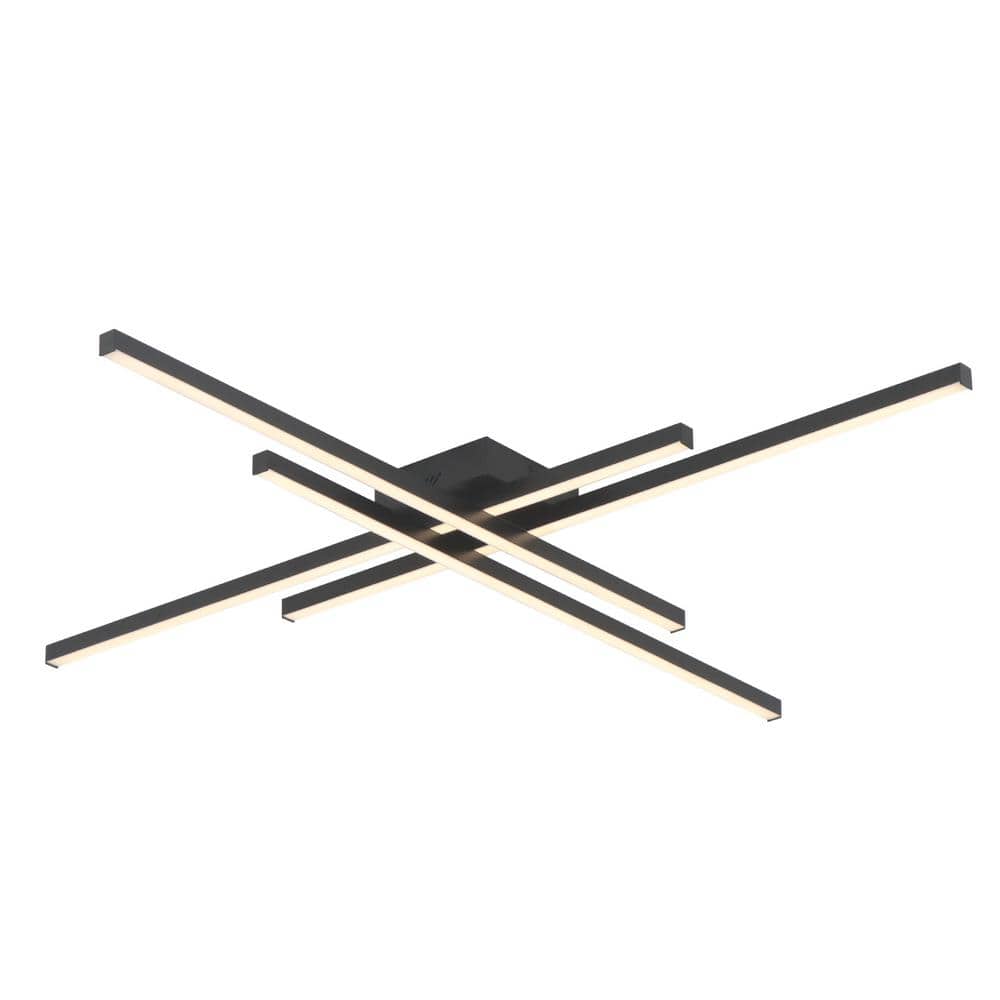 45.3 in. Modern Linear Black Integrated LED Dimmable Flush Mount for Living Dining Room - Hercitys