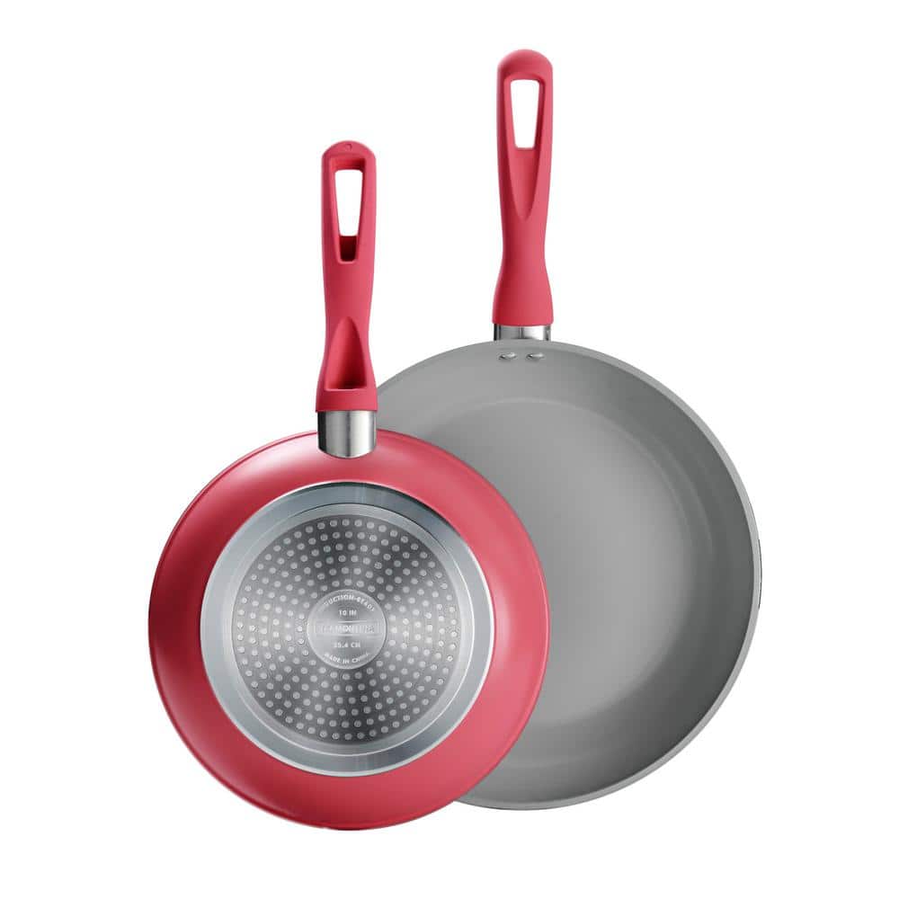 2-Piece Red Aluminum Induction Frying Pan Set - Hercitys