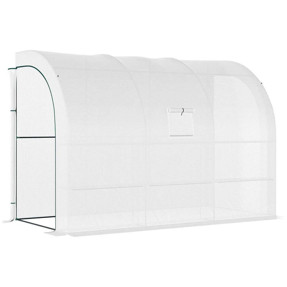 50 in. W x 118 in. D x 83.75 in. H Portable Walk-in Greenhouse with 2 Roll-up Door, Windows and Wire Shelves in White - Hercitys