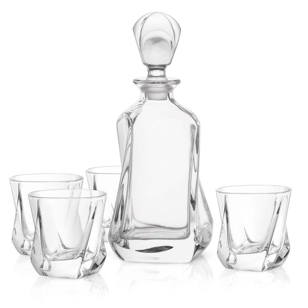25 oz. Aurora Crystal Whiskey Decanter with 8 oz. Whiskey Glasses - Hercitys