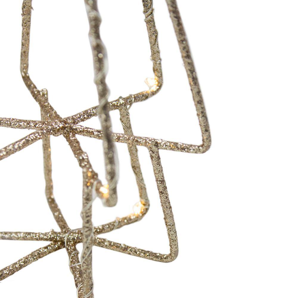 17 .5 in. LED Lighted B/O Gold Glittered Wire Christmas C1 Tree – White Lights - Hercitys