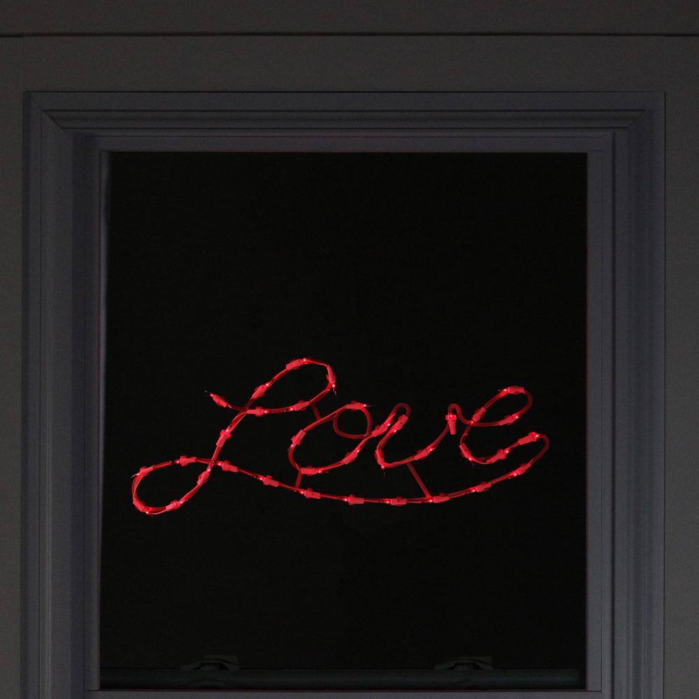 17 in. 35-Light Red Incandescent Lighted Love Script Valentine’s Day Window Silhouette - Hercitys