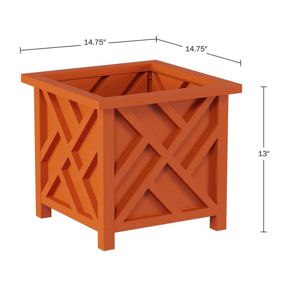 14.75 in. x 14.75 in. Lattice Design Terracotta Plastic Planter Box (2-Pack) (White) - Hercitys