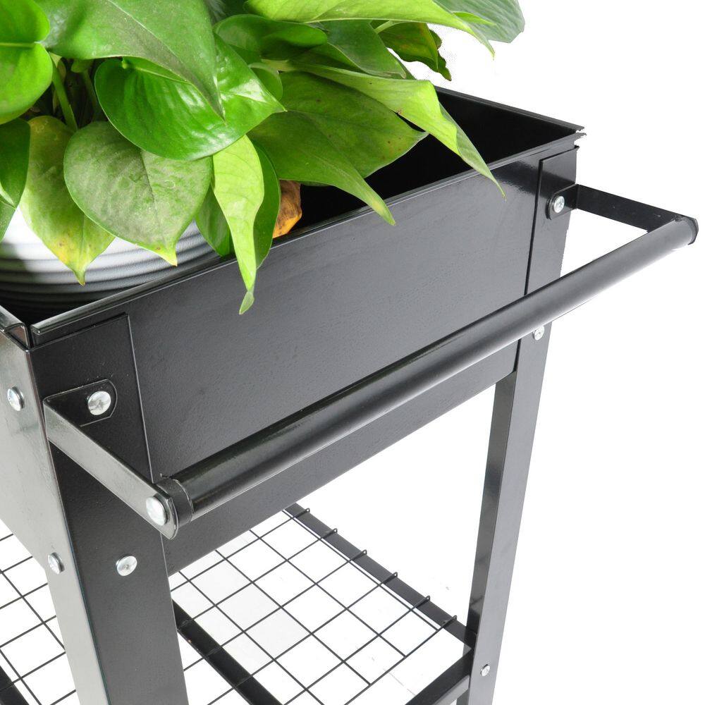 42.5 in. x 20 in. x 32 in. Mobile Metal Raised Garden Bed Cart with Legs, Elevated Tall Planter Box with Wheels, Black - Hercitys