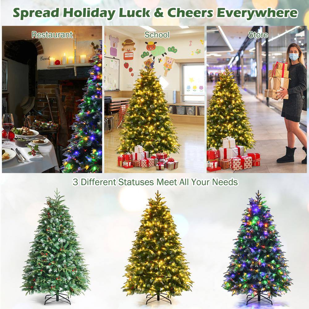5 ft. Pre-Lit Artificial Christmas Tree Hinged Xmas Tree with 11 Flash Modes - Hercitys