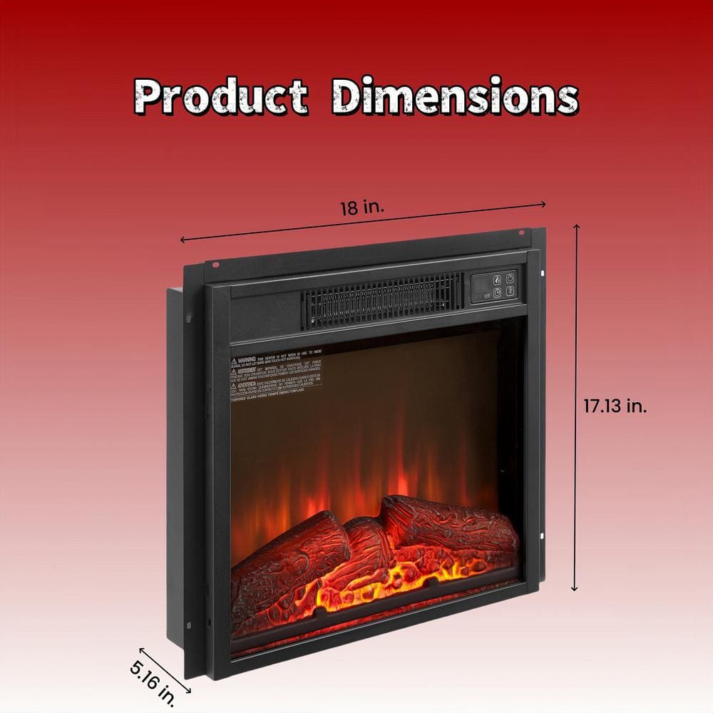 1400-Watt Black Indoor Electric Radiant Infrared Space Heater Insert Panel Fireplace with Remote Control and 3D Flames - Hercitys