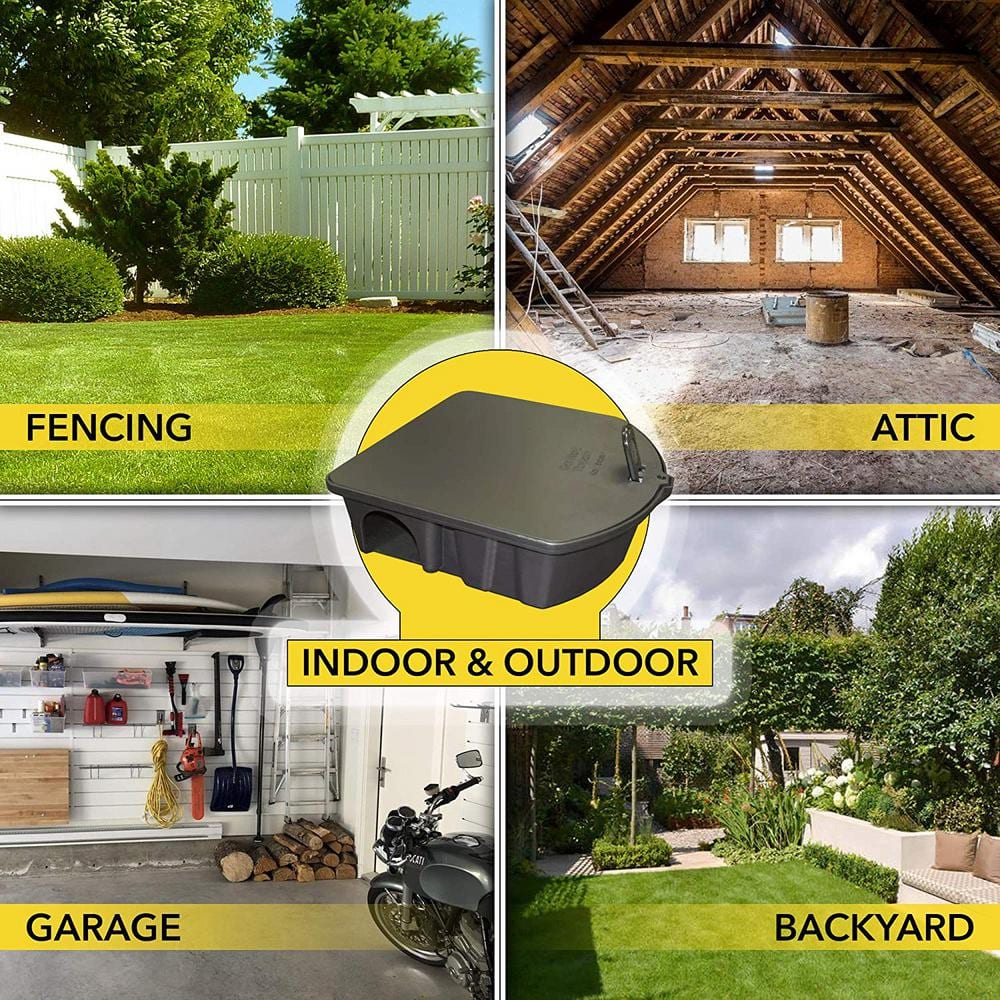 4 lbs./64 Bars All Weather Rat and Mouse Killer and 3 Locking Rat and Mouse Refillable Bait Stations - Hercitys