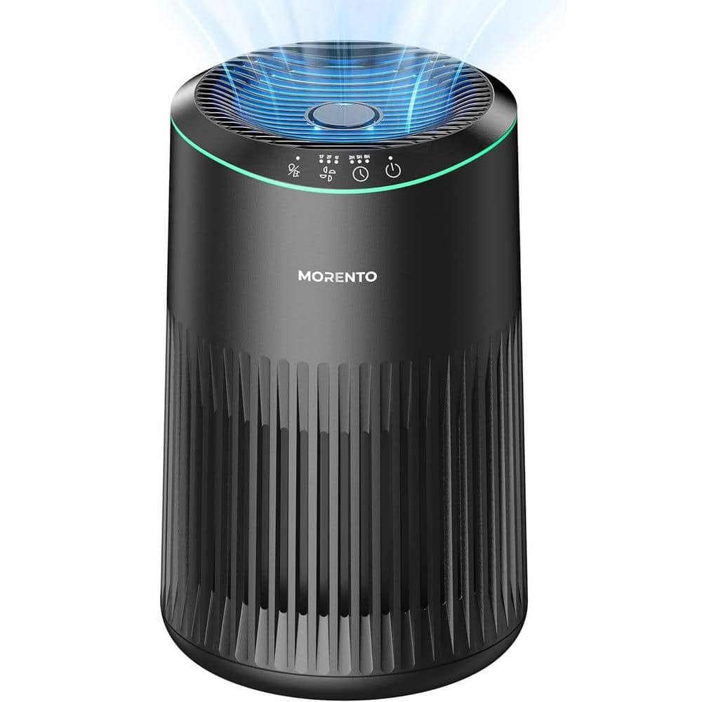 225 Sq. Ft. HEPA Air Purifiers for Home with Fragrance Sponge, Sleep Mode and Blue Ambient Light in Black - Hercitys