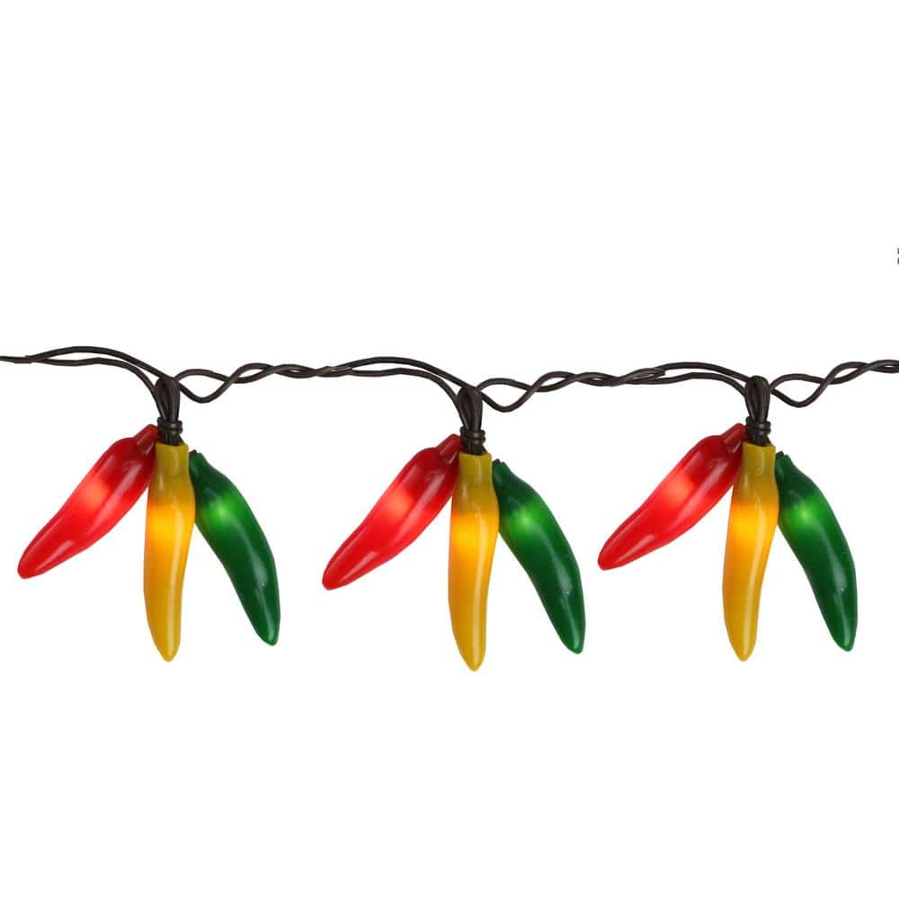 36-Light Clear Incandescent Chili Pepper Cluster Christmas Lights with Brown Wire - Hercitys