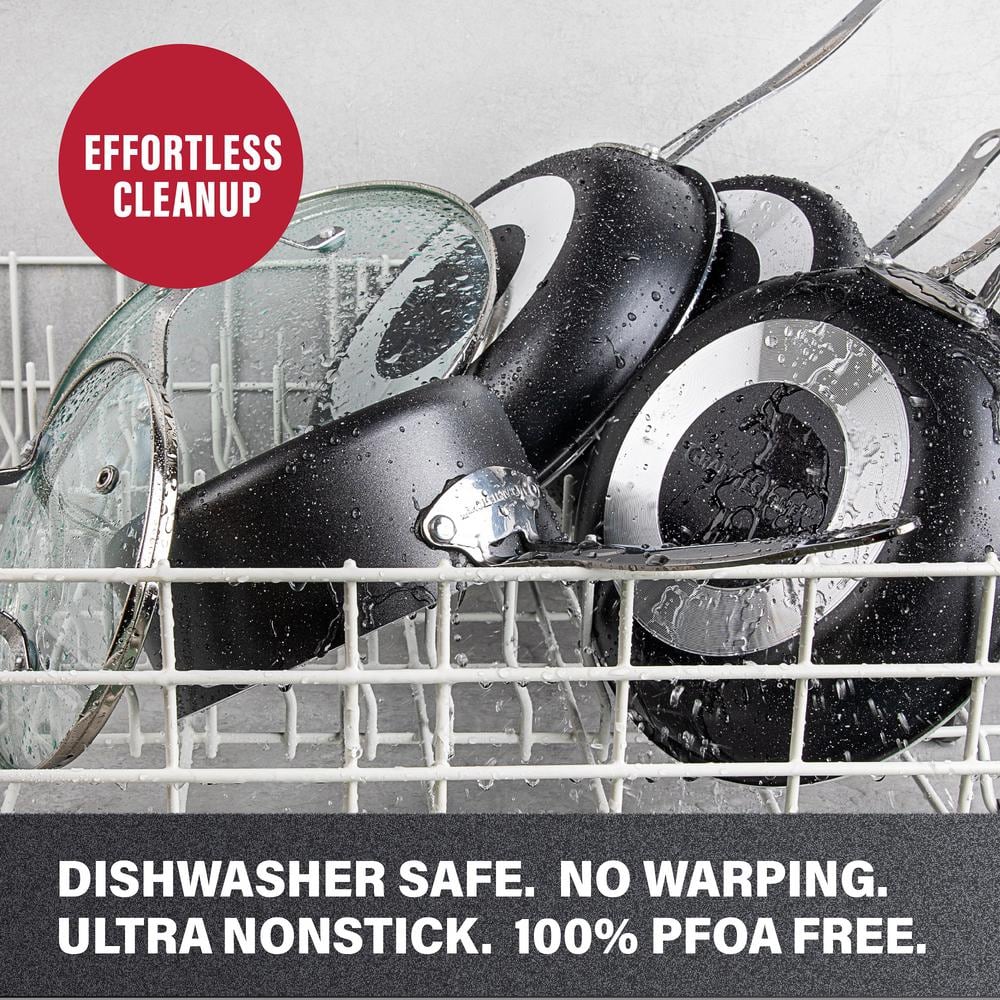 10-Piece Aluminum Ultra-Durable Non-Stick Diamond Infused Cookware Set with Glass Lids - Hercitys