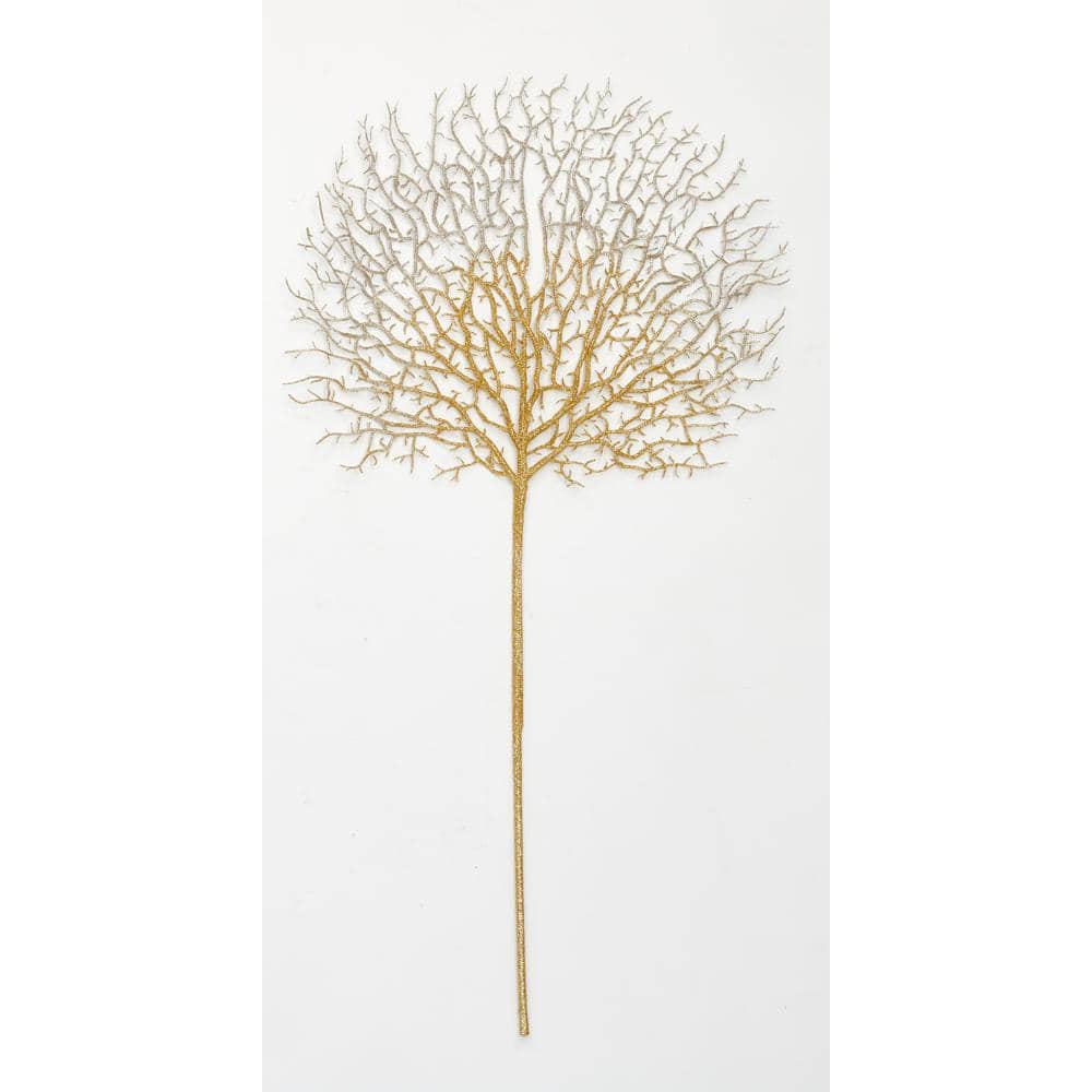 30 in. Glittered Coral Spray, Gold (Set of 3) - Hercitys