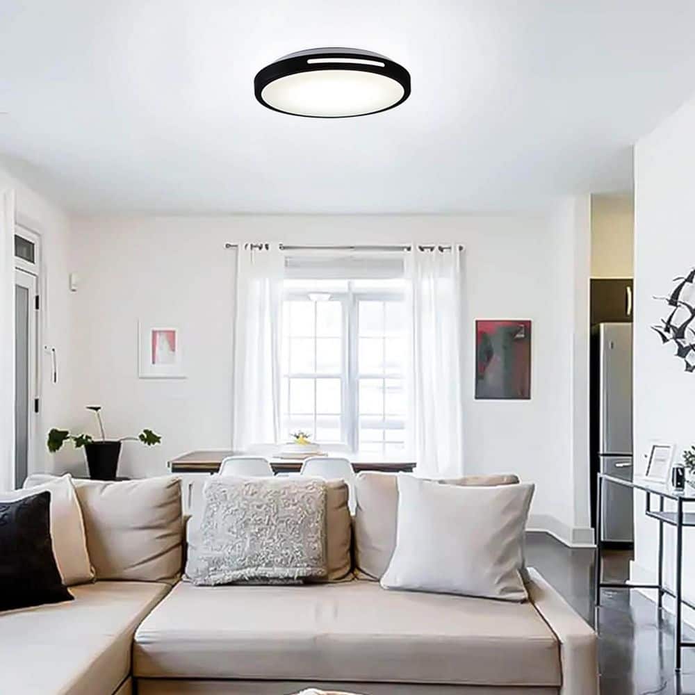 13 in. Adjustable CCT Black Integrated LED Flush Mount – 1500 Lumens Ceiling Light Fixture (2-Pack) - Hercitys