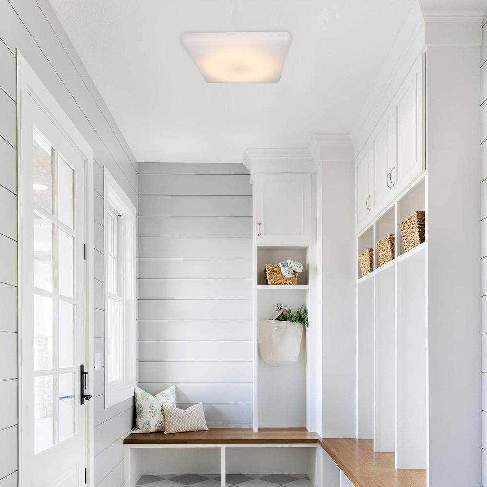 14 in. 1-Light White LED Flush Mount - Hercitys