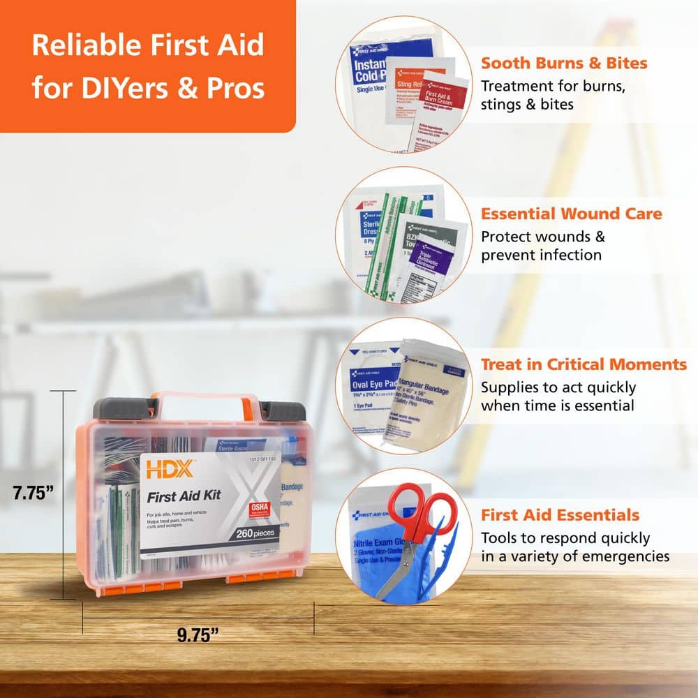 260-Piece OSHA Plastic First Aid Kit - Hercitys