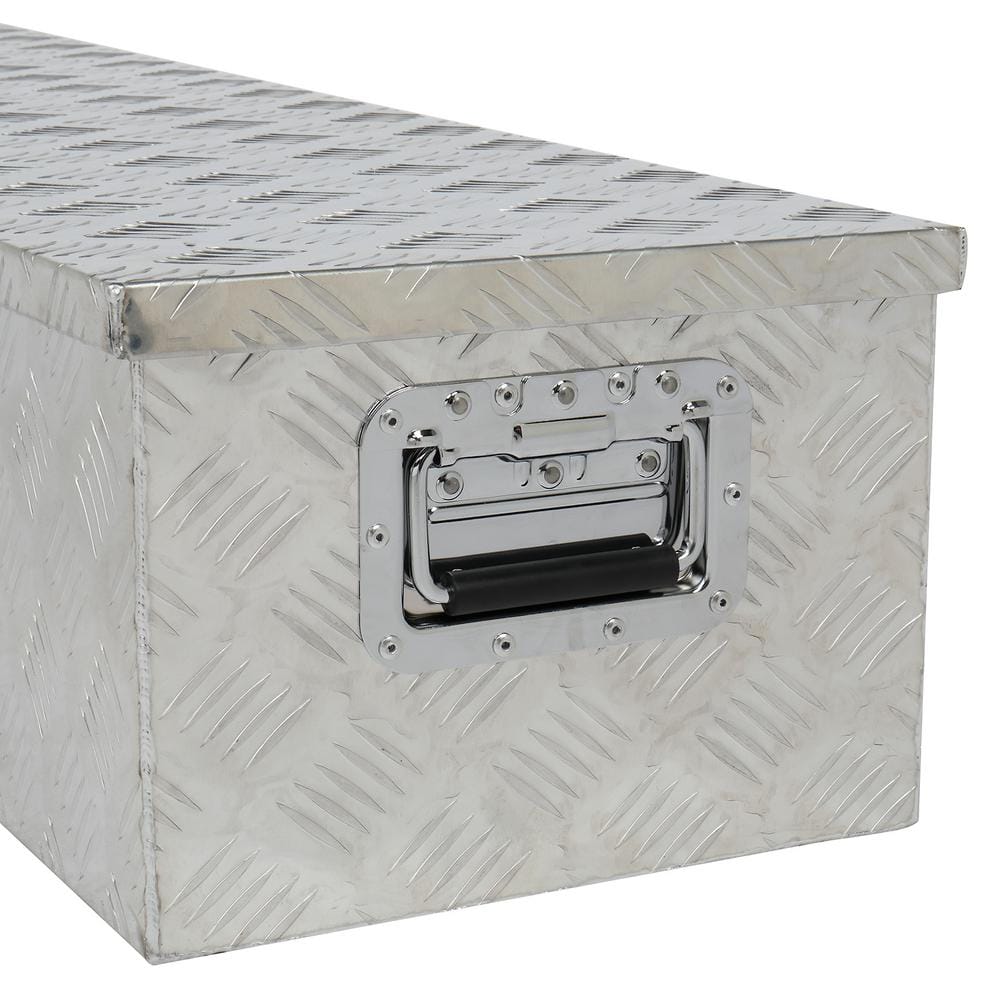 49 in. Silver Diamond Plate Aluminum Underbody Truck Tool Box with Keys - Hercitys