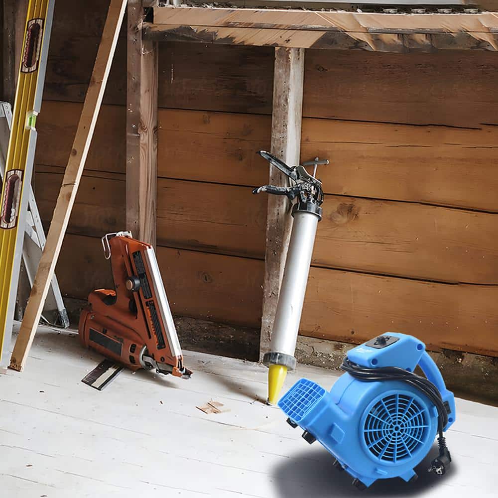 11 in. 1/8 HP 3-Speed Blower Fan in Blue with Daisy Chain Capability, Stackable - Hercitys