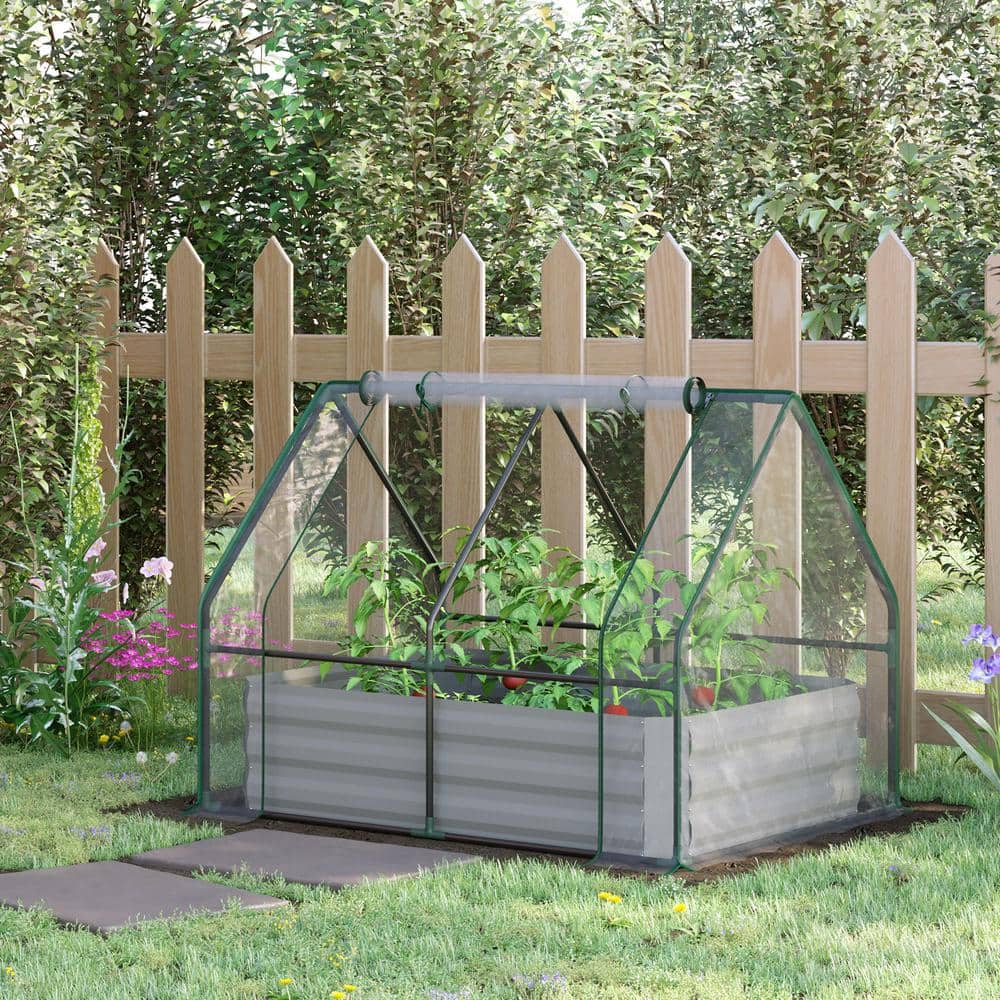 37.5 in. W x 50 in. D x 36.25 in. H Steel Clear with Plastic Cover, Roll Up Window Greenhouse - Hercitys