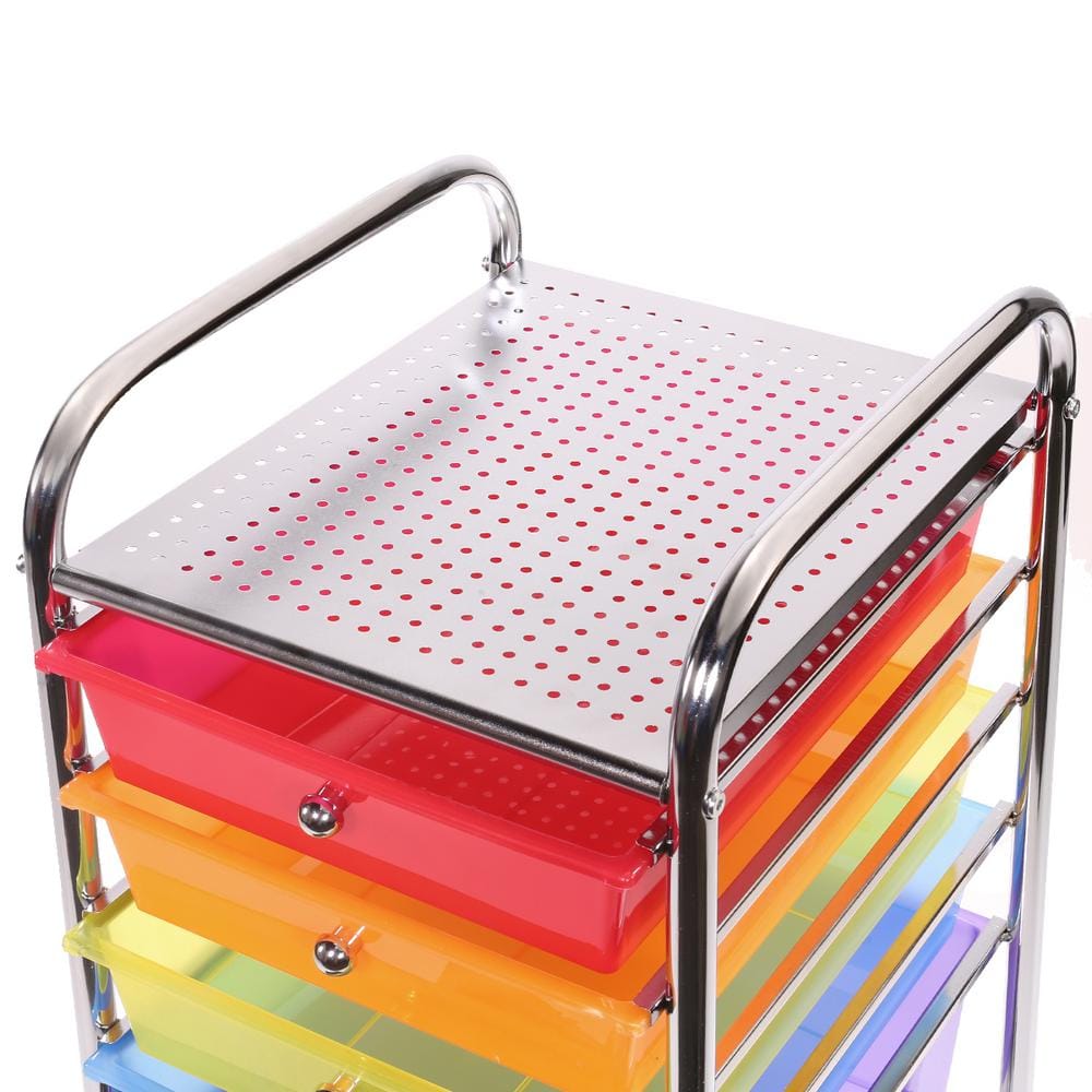 15.5 in. W x 32 in. H Organizer Cart Color 6 Drawer Rolling Utility Mobile Trolley Chrome Scrapbook - Hercitys