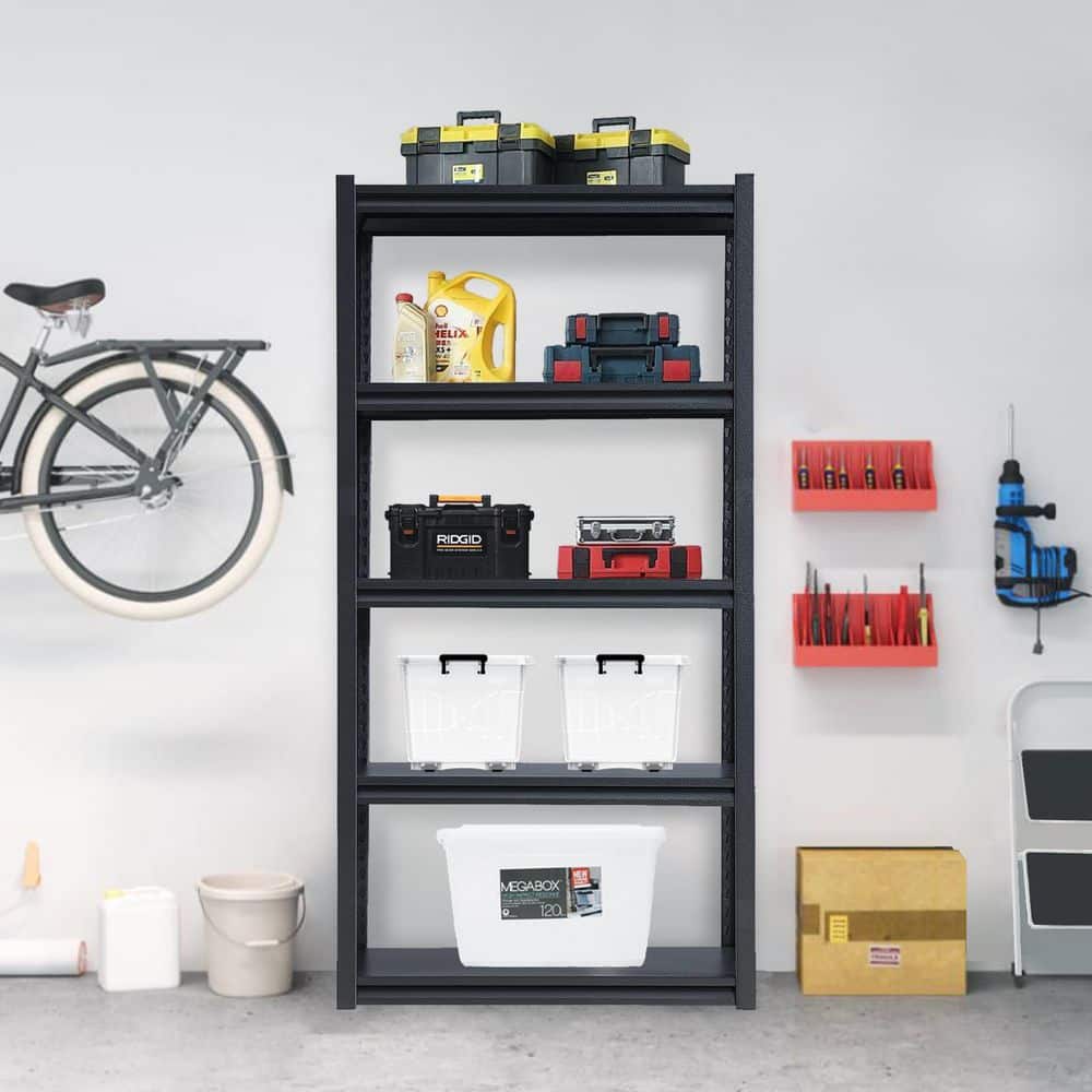 5-Tier Adjustable Metal Shelves for Garage Storage-2000 lbs. Utility Rack in Black - Hercitys