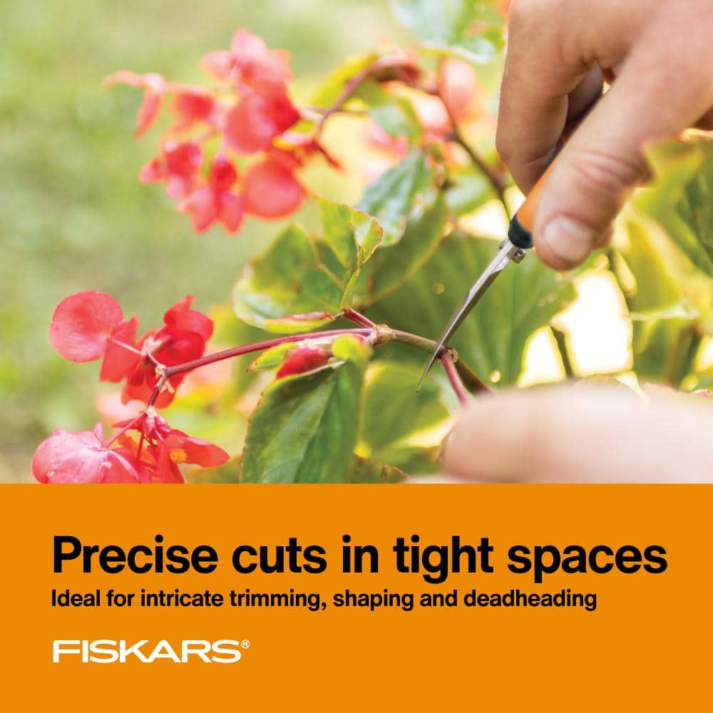 2.4 in. Stainless Steel Curved Blade Glass Filled Polypropylene Handle w/Softgrip Overlay Micro Tip Snip Pruning Shears - Hercitys