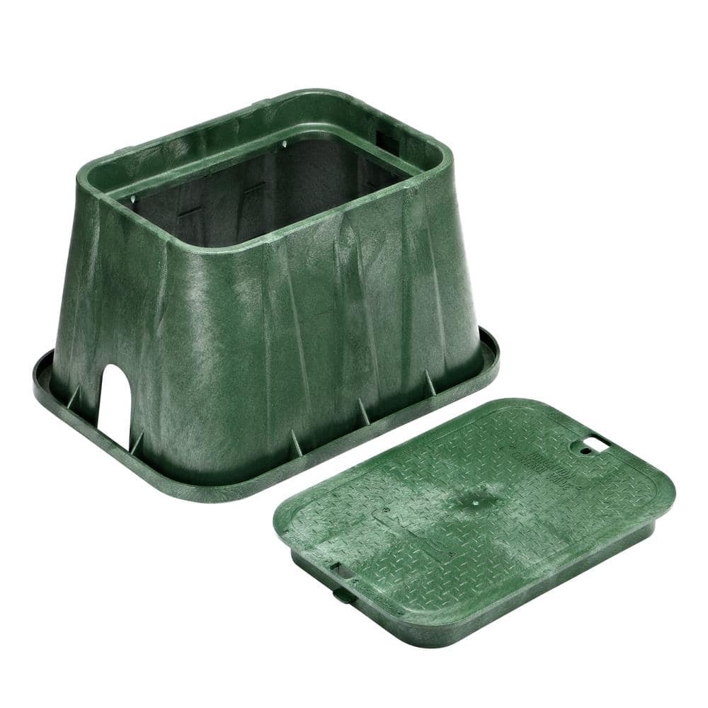 14 in. X 19 in. Rectangular Pro-Spec Series Valve Box & Cover, 12 in. Height, Green Box, Green ICV Cover - Hercitys