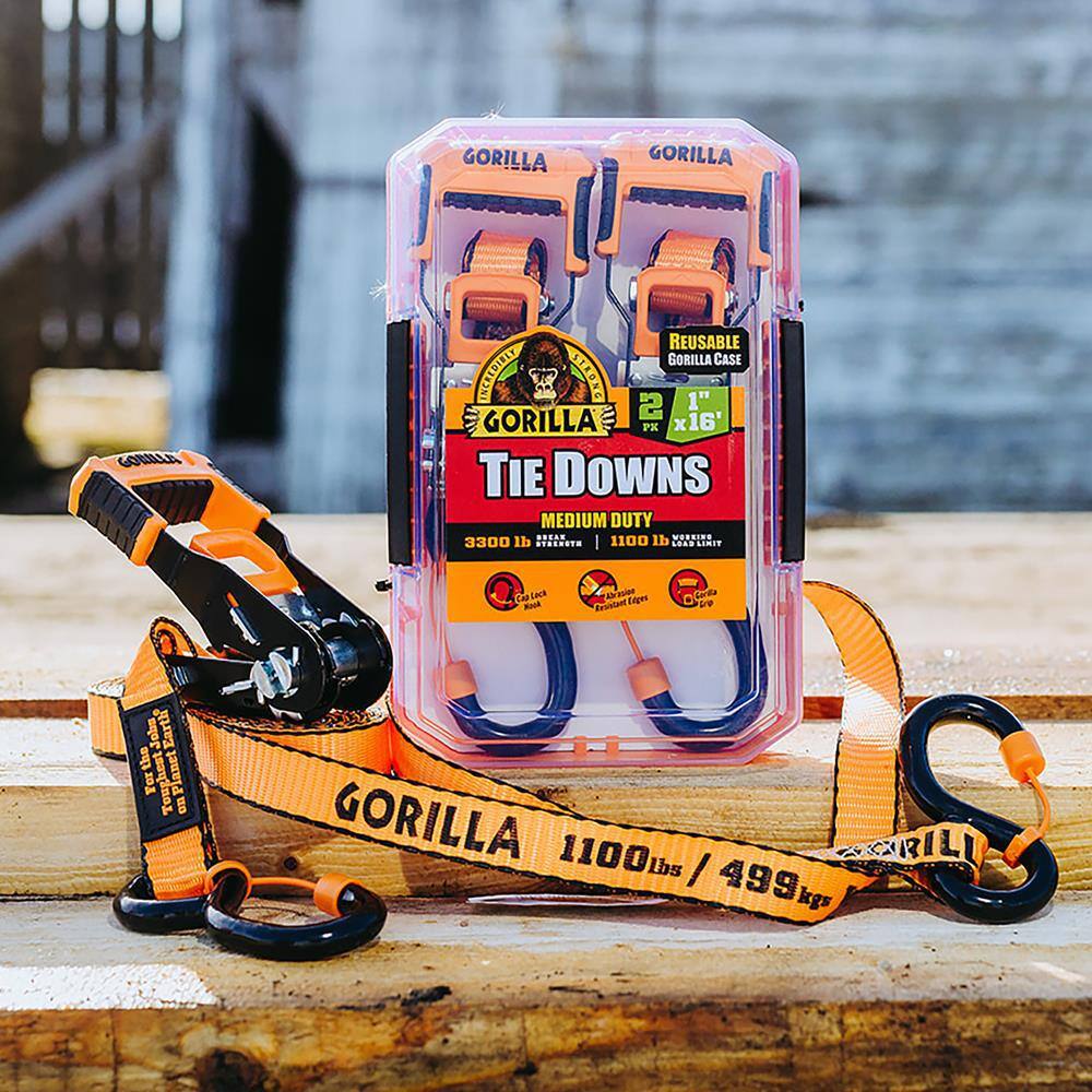 16 ft. x 1 in. Medium Duty Tie Down Ratchet Strap (2-Pack) - Hercitys