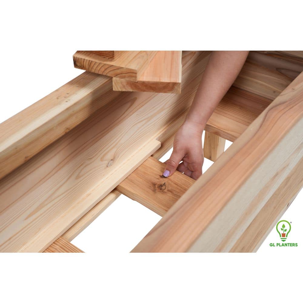 44 in. x 12 in. x 20 in. ALL Natural Cedar Wood Raised Elevated Garden Planter High Quality Heavy Duty Garden Bed - Hercitys