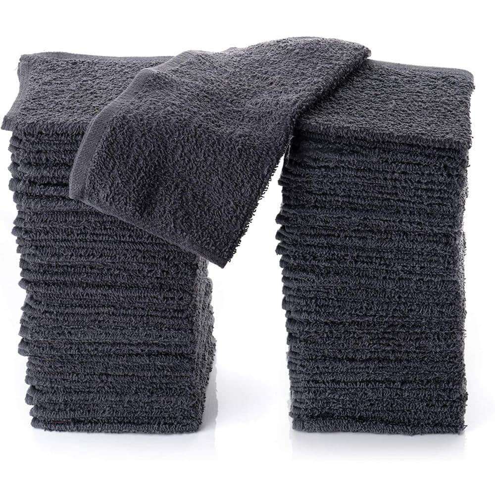 12 in. x 12 in. Gray Microfiber Washcloths (48-Pack) - Hercitys