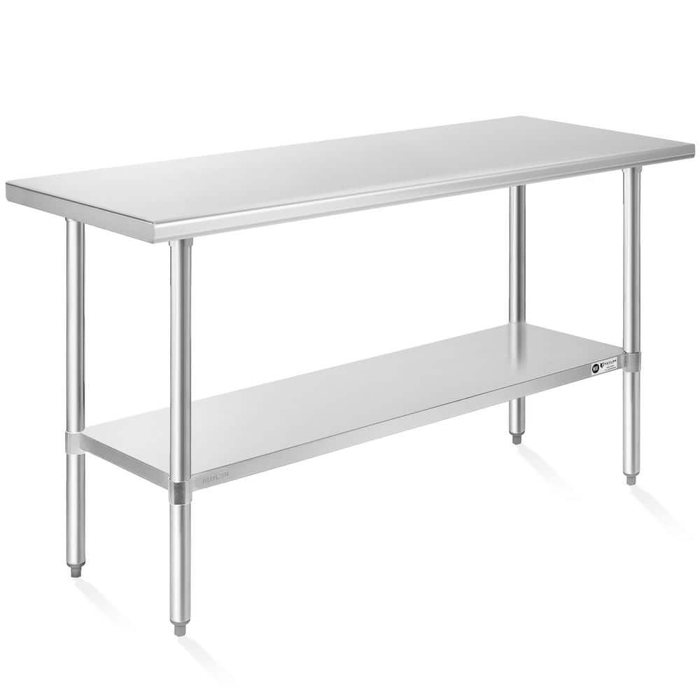24 in. x 60 in. Stainless Steel Kitchen Prep Table with Bottom Shelf - Hercitys