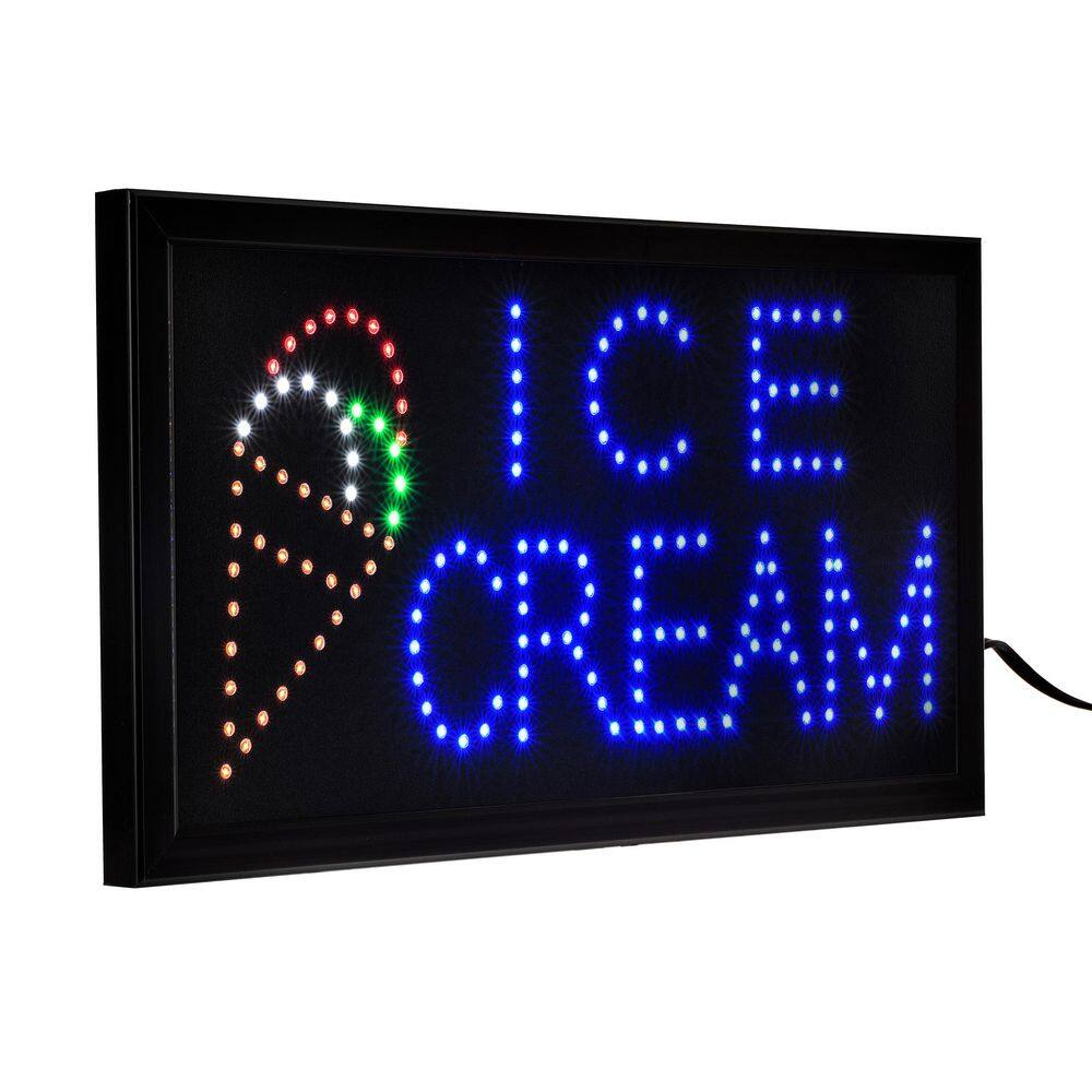 19 in. x 10 in. LED Rectangular Ice Cream Sign with 2 Display Modes - Hercitys