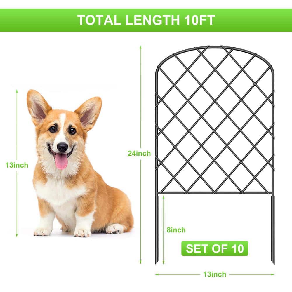 24 in. Metal Decorative Garden Fence (10-Pack) - Hercitys