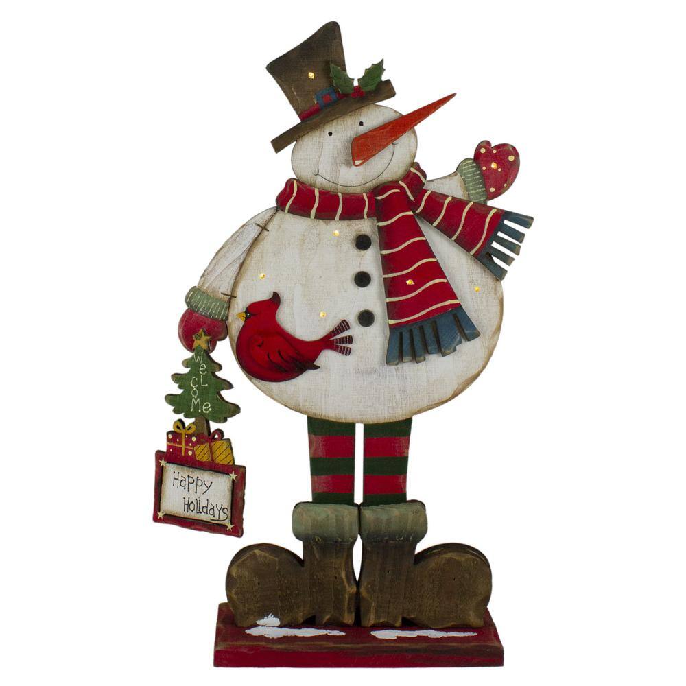 17.5in Lighted Waving Happy Holidays Snowman Christmas Tabletop Decoration - Hercitys