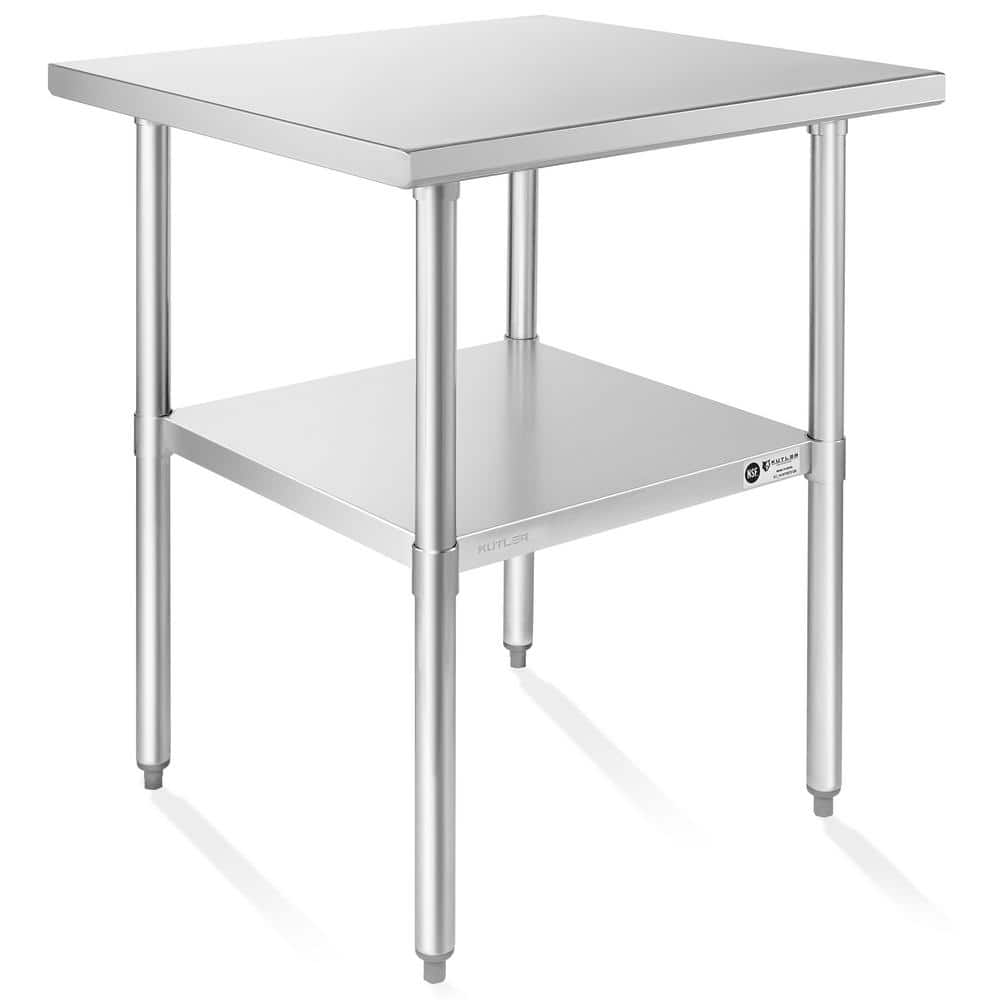 30 in. x 30 in. Stainless Steel Kitchen Prep Table with Bottom Shelf - Hercitys