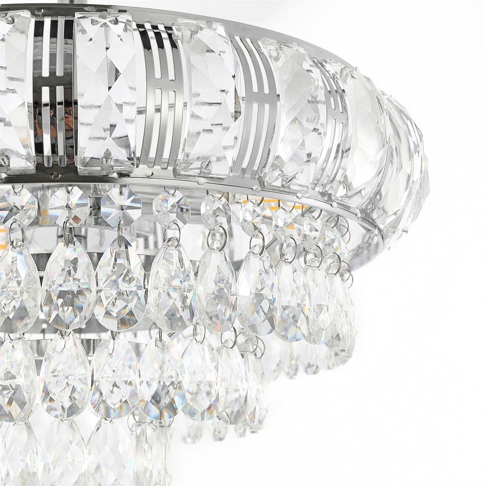 11.6 in. 3-Light Chrome Glam Crystal Semi-Flush Mount Chandelier - Hercitys