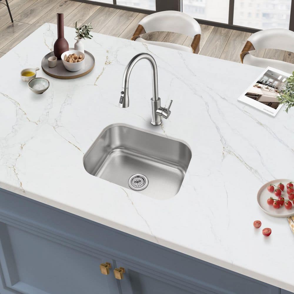 23 in. Undermount Single Bowl 16-Gauge Stainless Steel Kitchen Sink - Hercitys