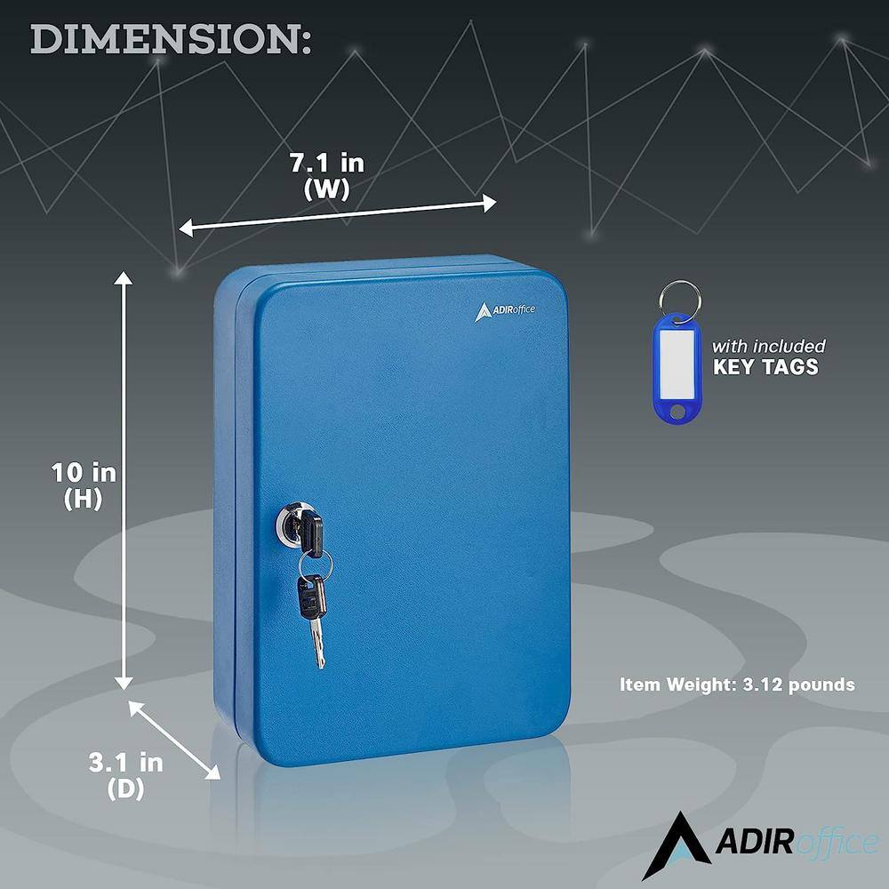 48 Key Steel Secure Cabinet with Key Lock, Blue (2-Pack) - Hercitys