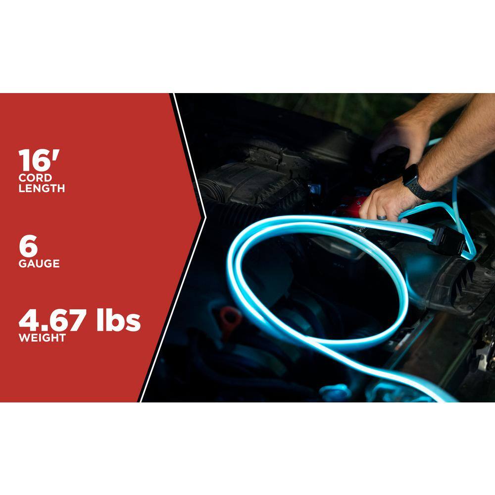 16 ft. 6-Gauge 180 Amp Blue Booster Cables - Hercitys