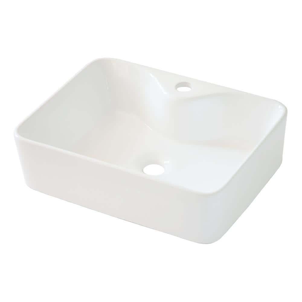 19 in. Framhouse Single Bowl in White Ceramic Rectangular Vessel Bathroom Sink, Modern 19″x15″ Framhouse Kitchen Sink - Hercitys