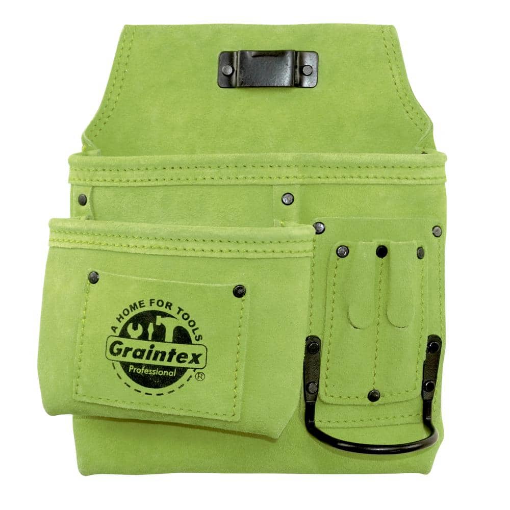 5-Pocket Left Handed Lime Green Nail & Tool Pouch - Hercitys